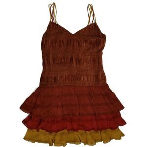 Searle Blatt Dress Womens 8 Boho Bohemian Strap Ruffled Spaghetti‎ Strap